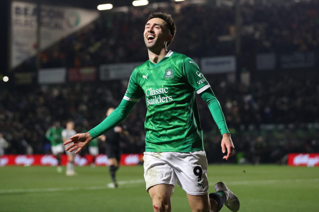 Ryan Hardie celebrating during Plymouth Argyle's clash against Millwall