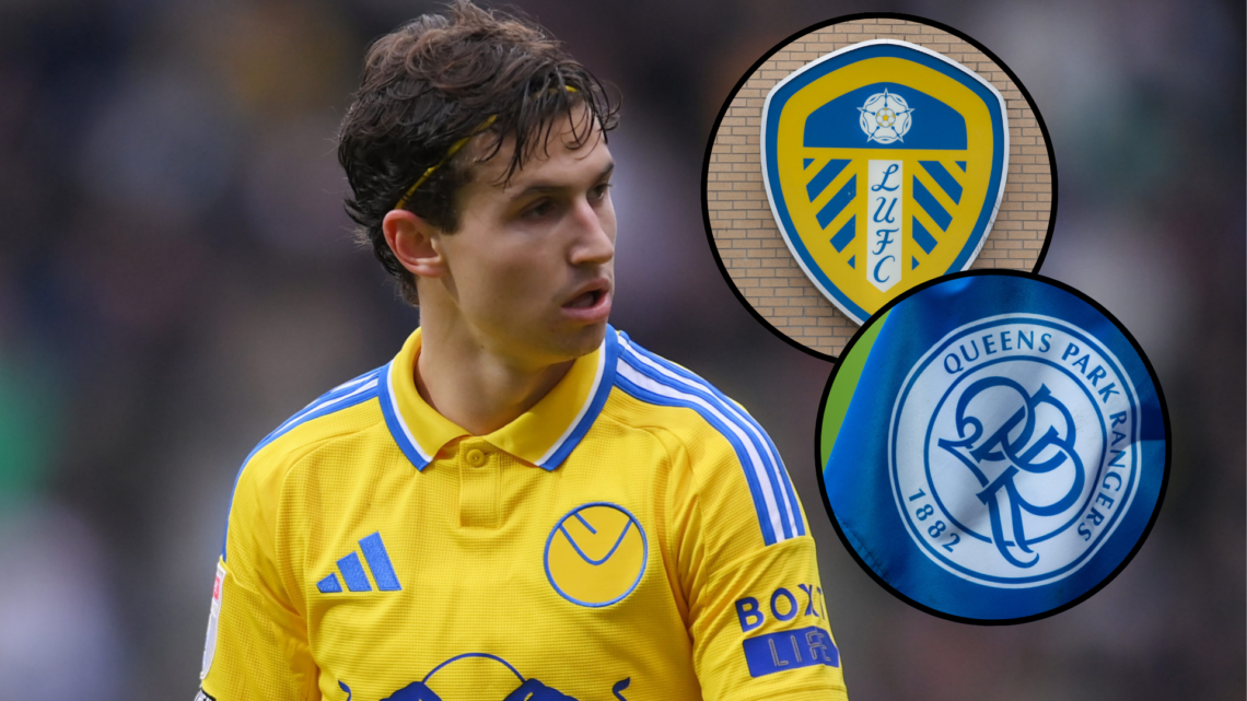 Brenden Aaronson of Leeds United looks on during the Sky Bet Championship match between Preston North End FC and Leeds United FC. Insets, the offic...