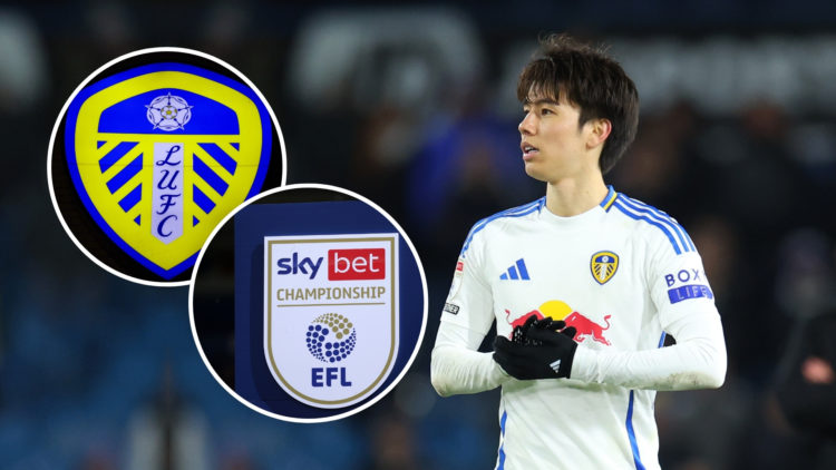 Ao Tanaka of Leeds United acknowledges the fans after the Sky Bet Championship match between Leeds United FC and Millwall FC at Elland Road on Marc...
