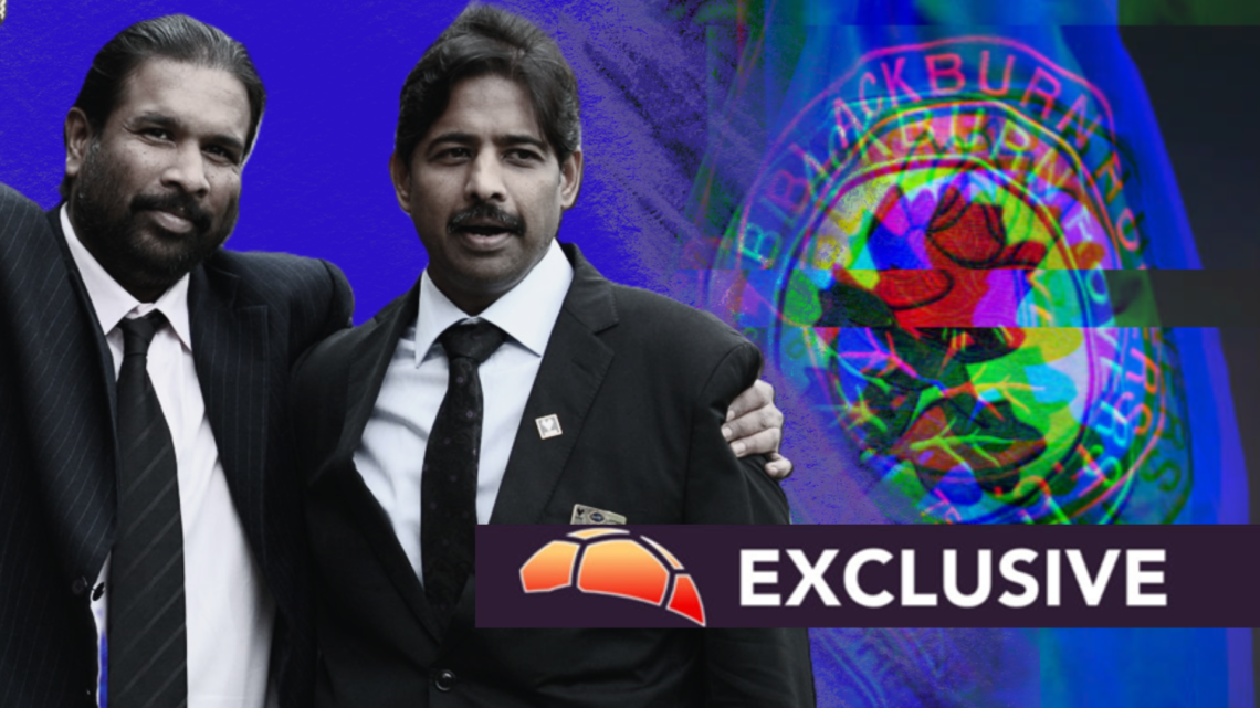 Composite image of the Venky brothers and the Blackburn Rovers badge with 'EFL Analysis Exclusive' wordage