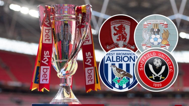 The Sky Bet Championship Play off Final Trophy is seen prior to the Sky Bet Championship Play Off Final match between Leeds United and Southampton ...