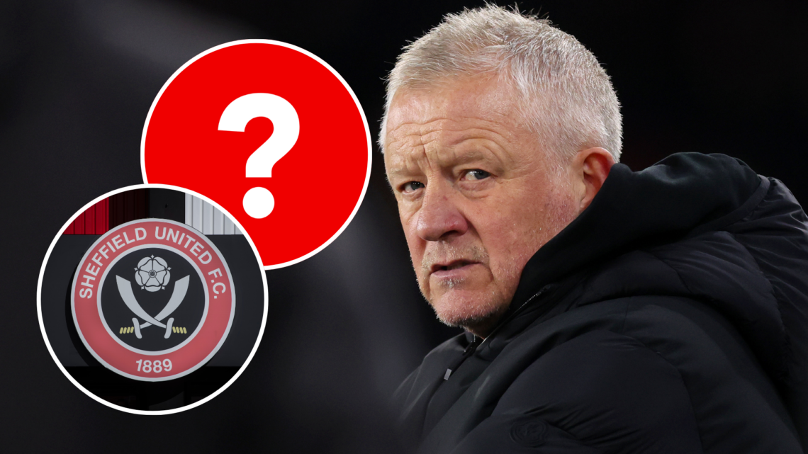 Sheffield United manager Chris Wilder. Inset, Sheffield United badge and a question mark graphic.