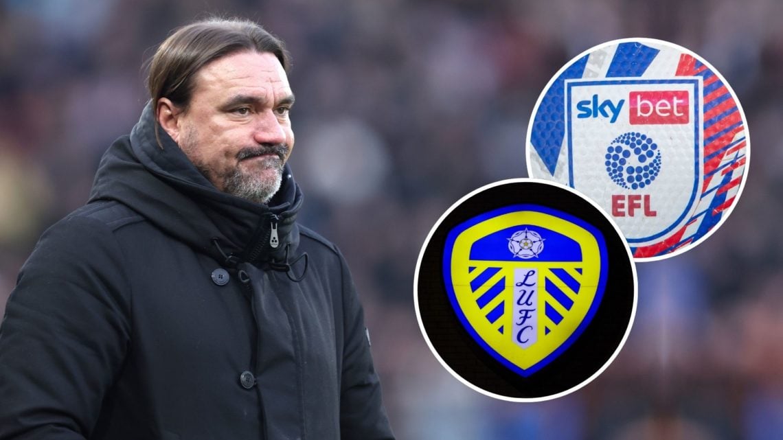 Daniel Farke, Manager of Leeds United, reacts during the Sky Bet Championship match between Hull City AFC and Leeds United FC. Inset, the Leeds Uni...