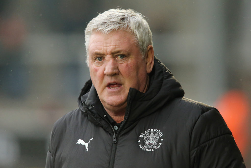 Steve Bruce on the touchline as Blackpool manager vs Burton Albion