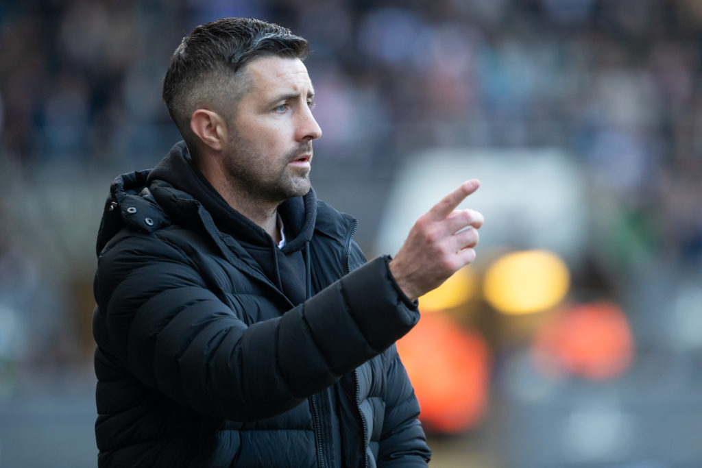 Alan Sheehan Interim Manager of Swansea City gives instructions to his players during the Sky Bet Championship match between Swansea City and Blackburn Rovers