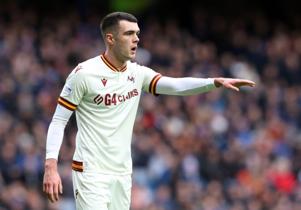 Lennon Miller reacts during Rangers FC vs Motherwell FC
