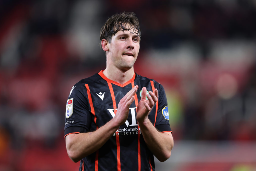 Callum Brittain applauds the Blackburn Rovers fans after game against Stoke City FC in the Sky Bet Championship