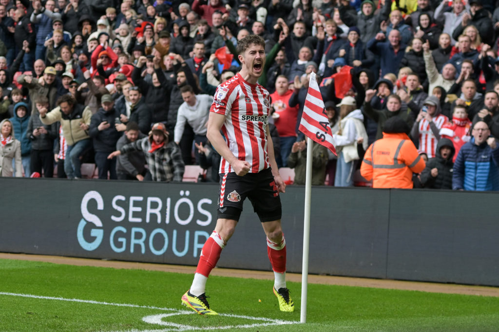 Trai Hume celebrating for Sunderland against Millwall.