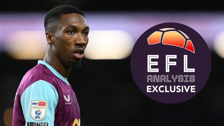 Jaidon Anthony of Burnley during the Sky Bet Championship match between Burnley FC and Oxford United FC. Inset, the EFL Analysis exclusive logo.