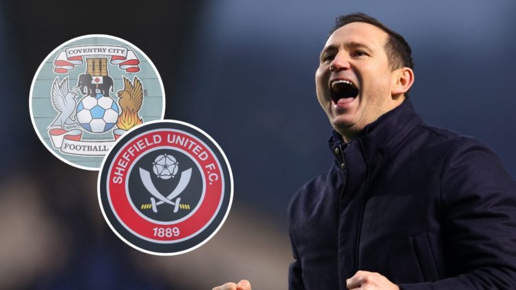Frank Lampard, Manager of Coventry City celebrates after the Sky Bet Championship match between Sheffield Wednesday FC and Coventry City FC. Inset,...