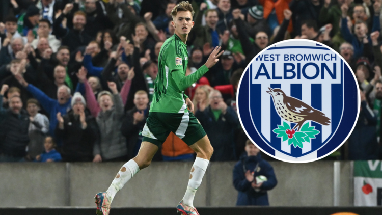 Isaac Price of Northern Ireland celebrates scoring his team's fourth goal, his hat-trick, during the UEFA Nations League 2024/25 League C Group C3 ...