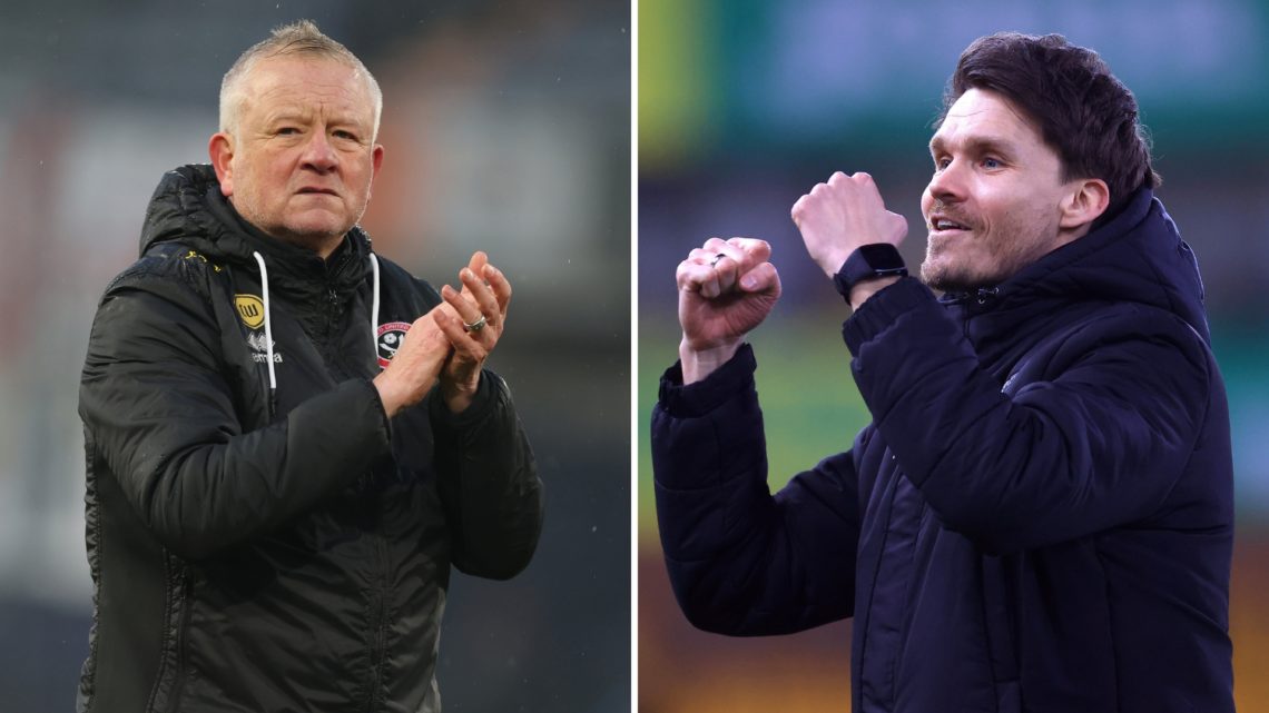 Split image of Chris Wilder at the end of the Sky Bet Championship match between Luton Town FC and Sheffield United FC (left) and Danny Rohl, Manag...