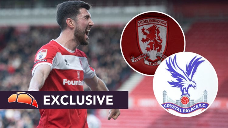 An image of Finn Azaz celebrating after scoring the opening goal during the Sky Bet Championship match between Middlesbrough and Hull City, with in...