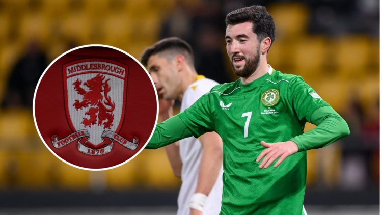 Finn Azaz of the Republic of Ireland celebrating after scoring his side's first goal during the UEFA Nations League B/C Play-off 1st Leg match betw...