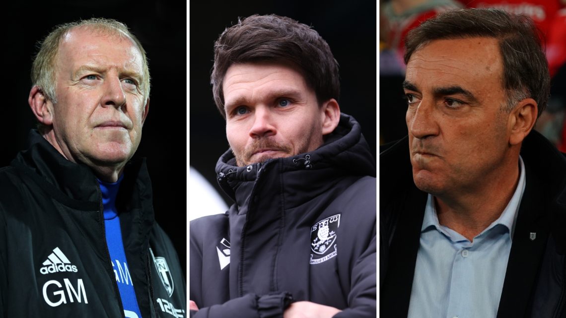 Three-way split image of Danny Rohl in the middle, Gary Megson on the left, and Carlos Carvalhal on the right.