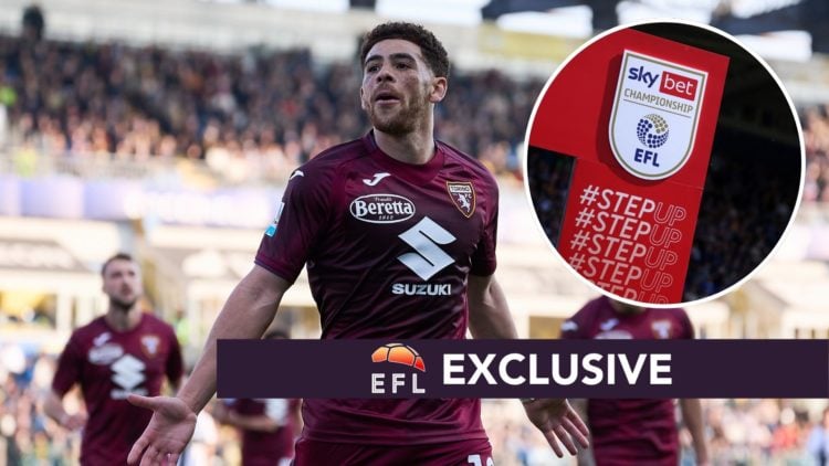 An image of Che Adams with a mystery player inset and exclusive banner.
