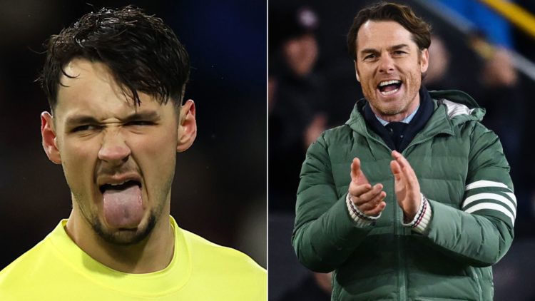 Split image, James Trafford of Burnley reacts during the Sky Bet Championship match between Burnley FC and Stoke City FC at Turf Moor on January 01...