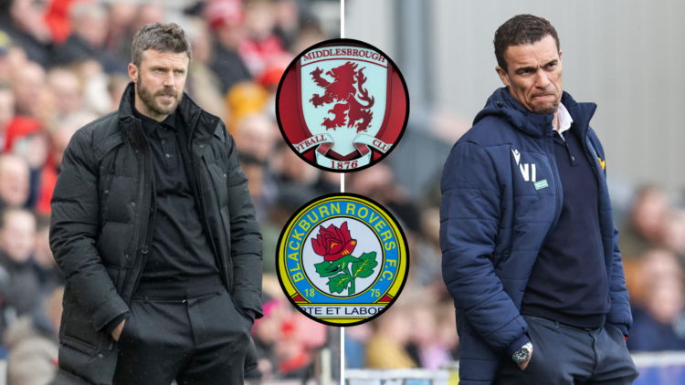 Split image, (L) Middlesbrough Manager Michael Carrick is present during the Sky Bet Championship match between Middlesbrough and Oxford United at ...