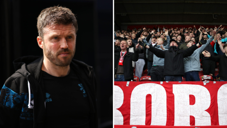 Split image, (L) Michael Carrick, Head Coach of Middlesbrough arrives at the stadium prior to the Sky Bet Championship match between Millwall FC an...