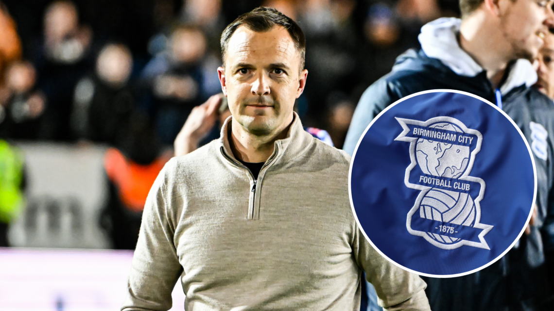 Composition image of Birmingham City manager Chris Davies, with Birmingham City badge inset.