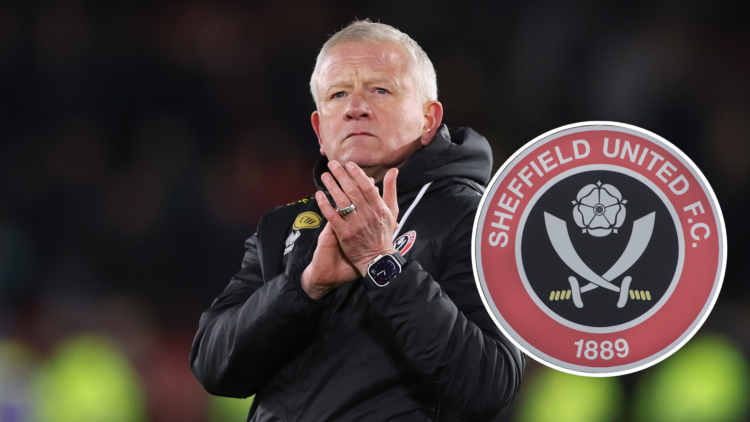 Sheffield United manager Chris Wilder. Inset, Sheffield United badge.