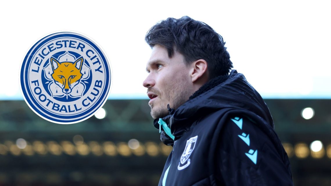 Sheffield Wednesday manager Danny Rohl. Inset of Leicester City badge.