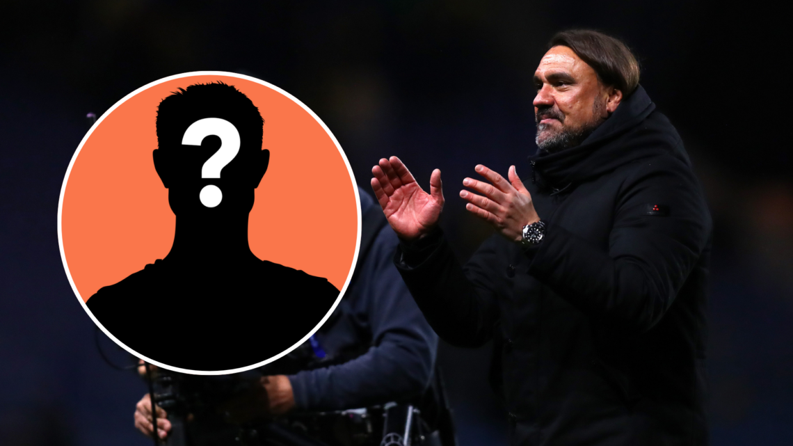 Leeds United manager Daniel Farke. Inset, mystery player graphic.