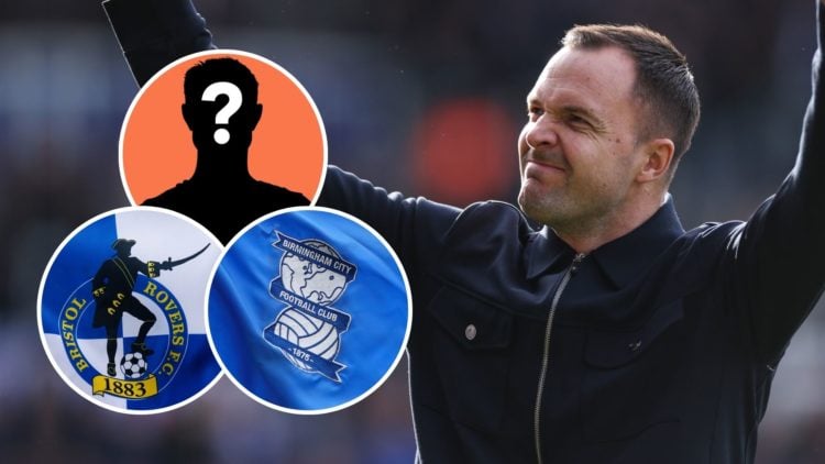Chris Davies manager of Birmingham City celebrates after the Sky Bet League One match between Birmingham City FC and Wycombe Wanderers FC. Inset, t...