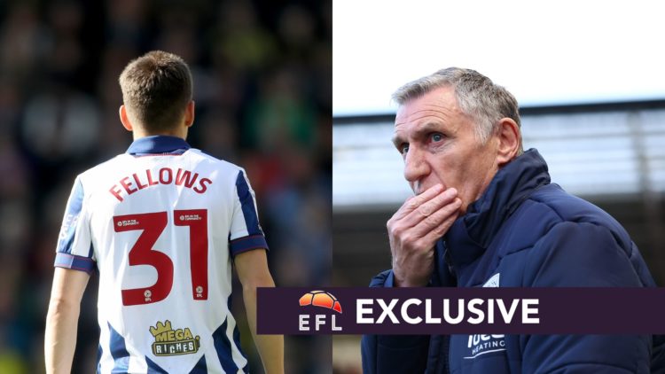 A split image of Tom Fellows and Tony Mowbray with an exclusive banner inset.