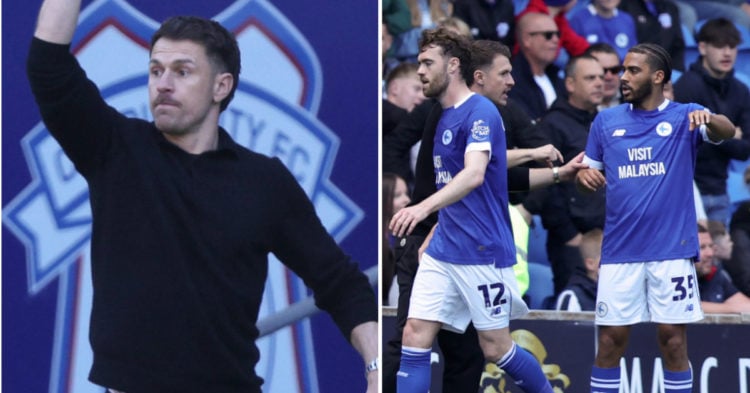 Aaron Ramsey, Interim Manager of Cardiff City, gestures during the Sky Bet Championship match between Cardiff City FC and Oxford United FC. Aaron R...