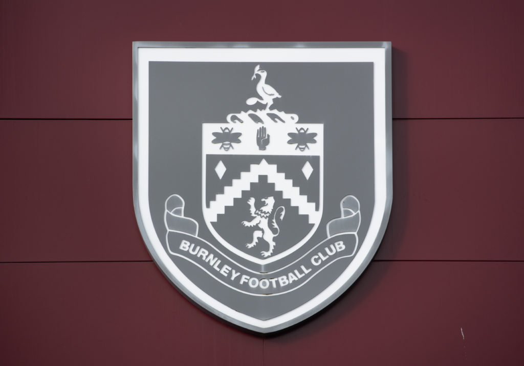 Burnley badge at Turf Moor ahead of Burnley FC v Manchester United - Premier League