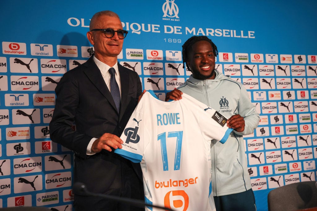 New Olympique de Marseille player, Jonathan Rowe (R) during