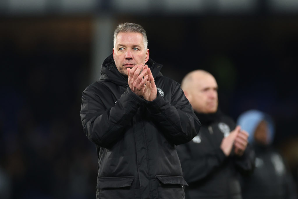 Darren Ferguson, Manager of Peterborough United, applauds the fans after the Emirates FA Cup Third Round match between Everton and Peterborough United