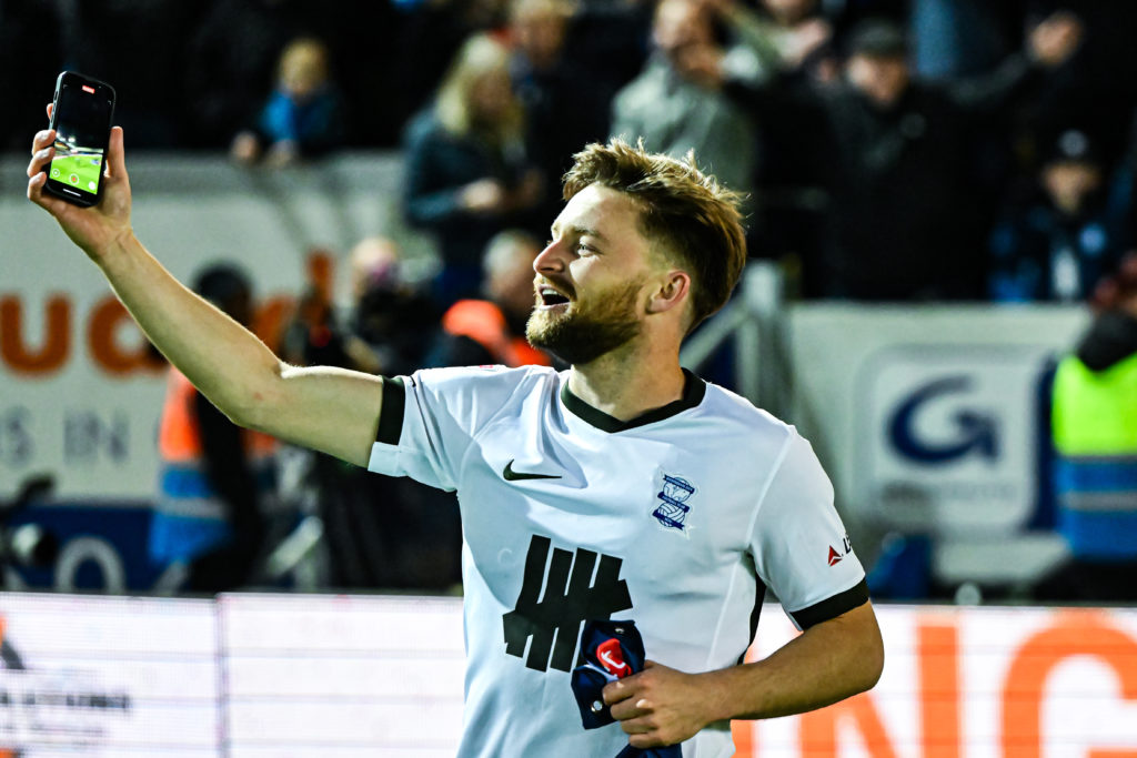 Alfie May (9 Birmingham City) celebrates after the final whistle during the Sky Bet League 1 match between Peterborough and Birmingham City