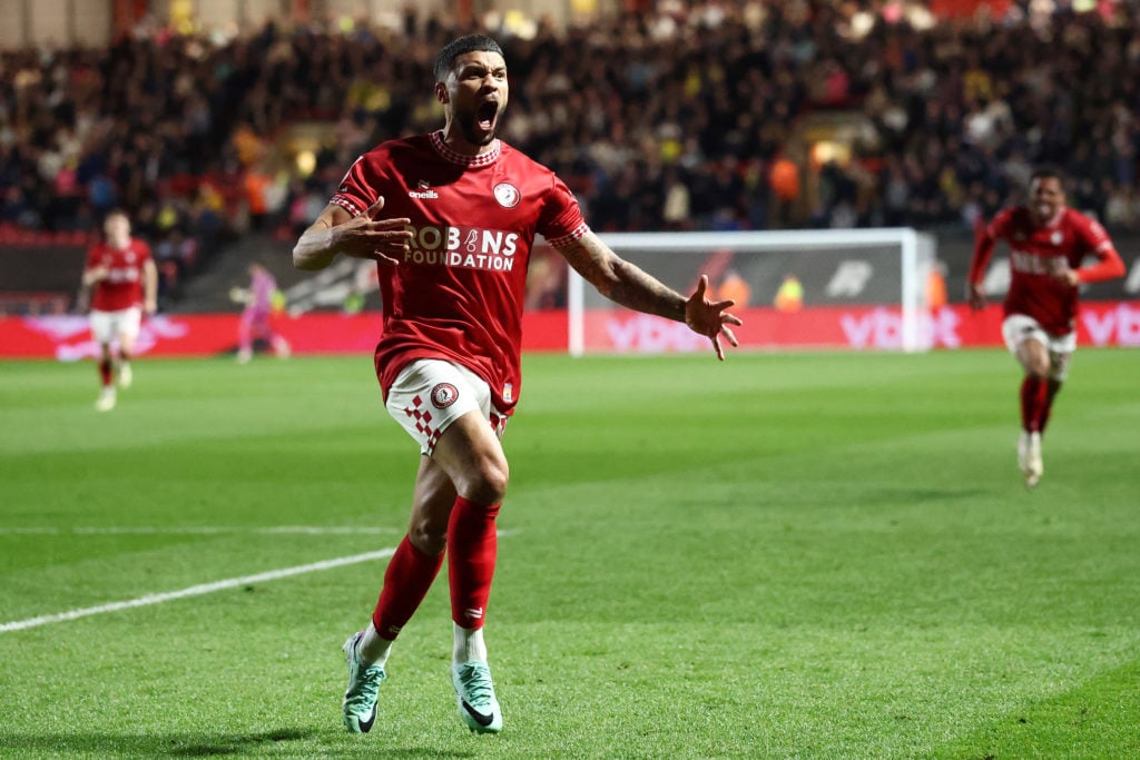 Nahki Wells celebrates scoring for Bristol City
