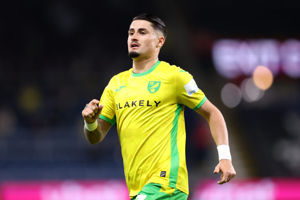 Borja Sainz of Norwich City looks on during the Sky Bet Championship match between Burnley FC and Norwich City FC