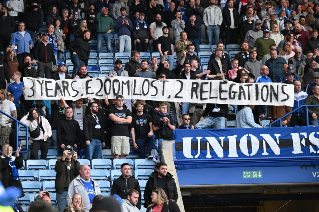 Leicester City fans protest after relegation from the Premier League is confirmed