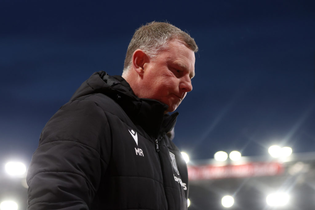 Mark Robins, Manager of Stoke City, looks on at half-time during the Sky Bet Championship match between Stoke City FC and Sheffield United FC