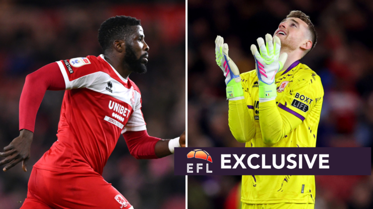 Split image, (L) Kelechi Iheanacho of Middlesbrough in action during the Sky Bet Championship match between Middlesbrough FC and Queens Park Ranger...