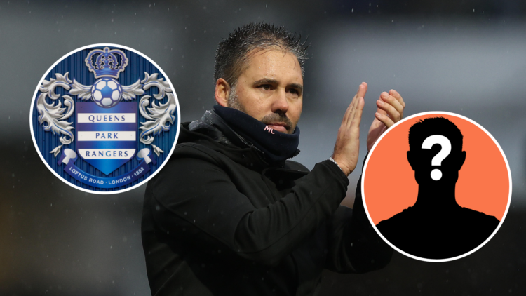 QPR manager Marti Cifuentes. Inset, QPR badge and mystery player graphic.