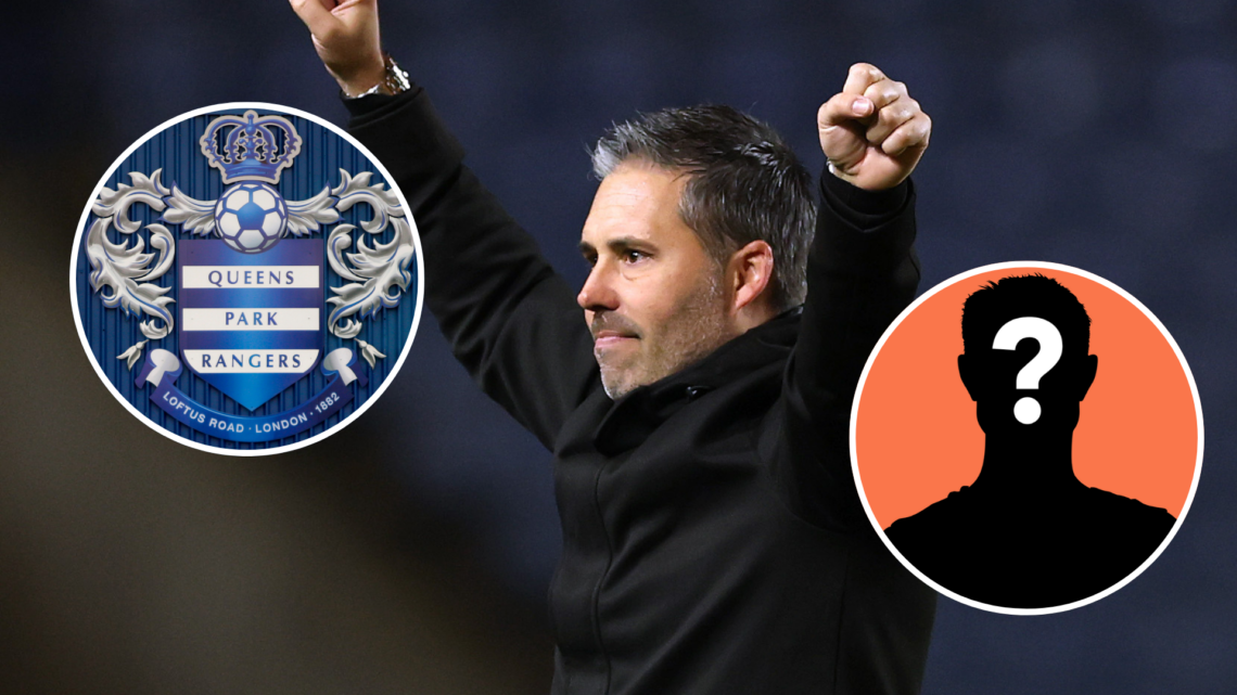QPR manager Marti Cifuentes. Inset, QPR badge and mystery player graphic.