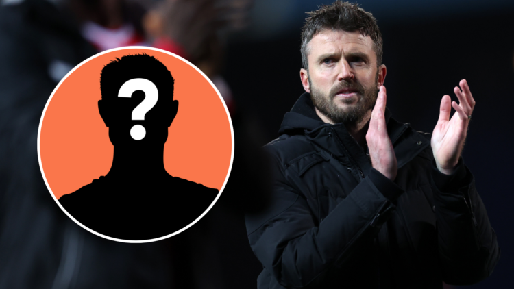Middlesbrough manager Michael Carrick. Inset, mystery player graphic.