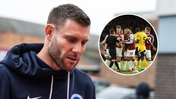 An image of James Milner with an inset of Evan Ferguson surrounded by players.