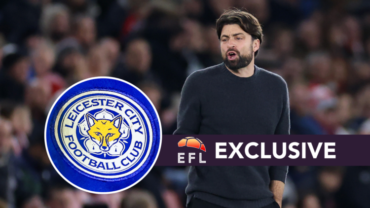 Russell Martin during his time at Southampton. Inset, Leicester City badge. Overlaid, exclusive branding.