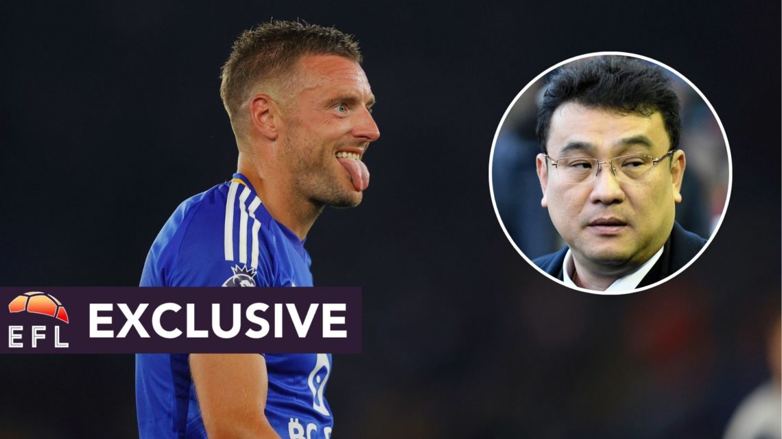 Jamie Vardy of Leicester City reacts during the Premier League match between Leicester City FC and Tottenham Hotspur. Inset: Sheffield Wednesday ow...