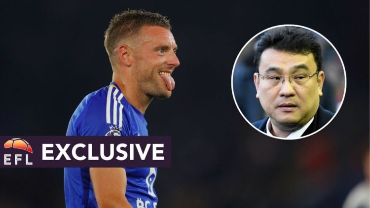 Jamie Vardy of Leicester City reacts during the Premier League match between Leicester City FC and Tottenham Hotspur. Inset: Sheffield Wednesday ow...