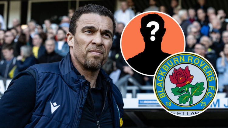 Valerien Ismael. Inset, Blackburn Rovers badge and a mystery player graphic.