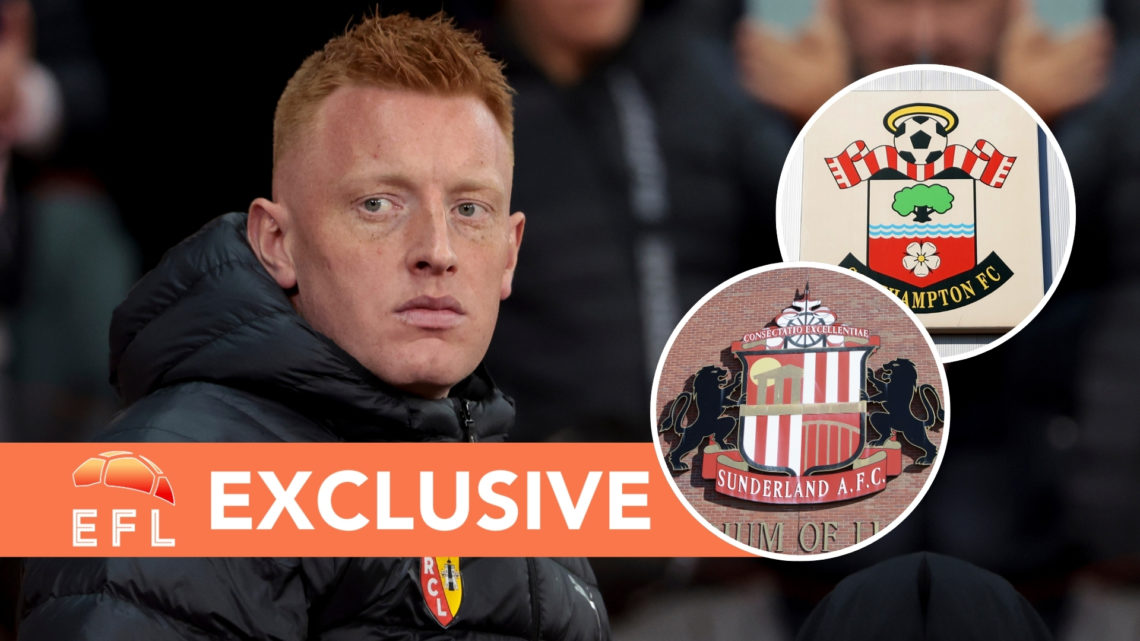 Coach of RC Lens Will Still during the Ligue 1 football match between Lille OSC and Racing Club de Lens with insets of The Sunderland badge outside...