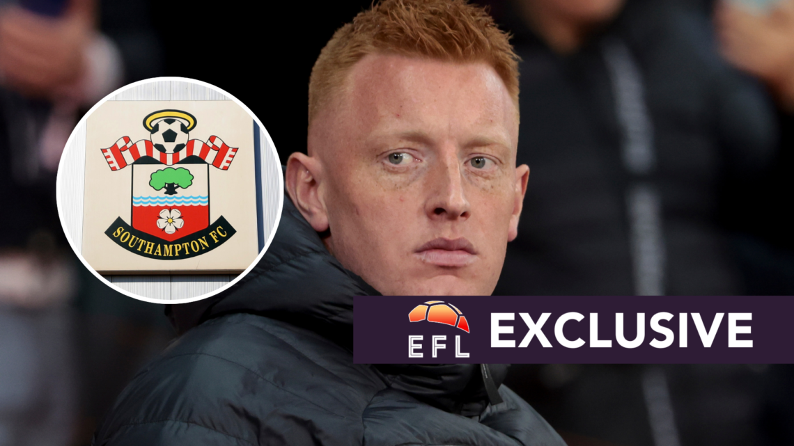 Lens manager Will Still. Inset, Southampton badge. Overlaid exclusive branding.