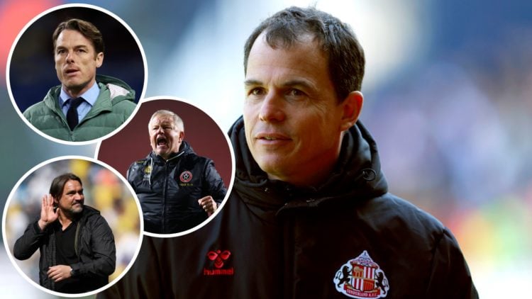 Regis Le Bris with fellow Manager of the Season nominees; Scott Parker, Chris Wilder and Daniel Farke